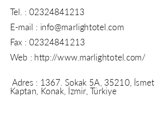 Marlight Boutique Hotel iletiim bilgileri